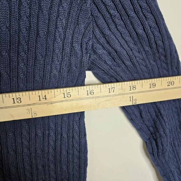 Park Hurst Blue V Neck Cable Knit Sweater Women's Size Small 100 Percent Cotton - Picture 3 of 6